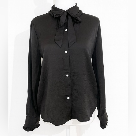 Zara Black Ruffle Blouse - Medium - Picture 1 of 9